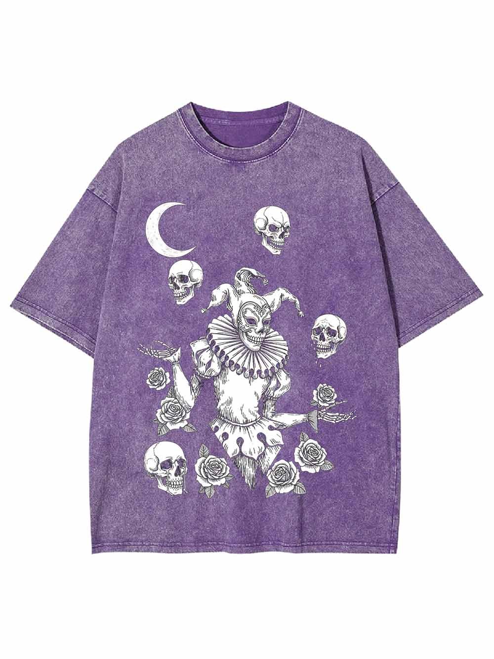 Skull Clown Rose Washed Tshirt