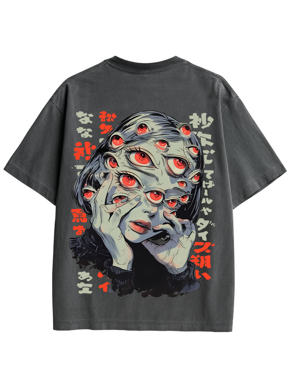 THOUSAND EYES GAZE DOUBLE SIDED PRINT WASHED TSHIRT