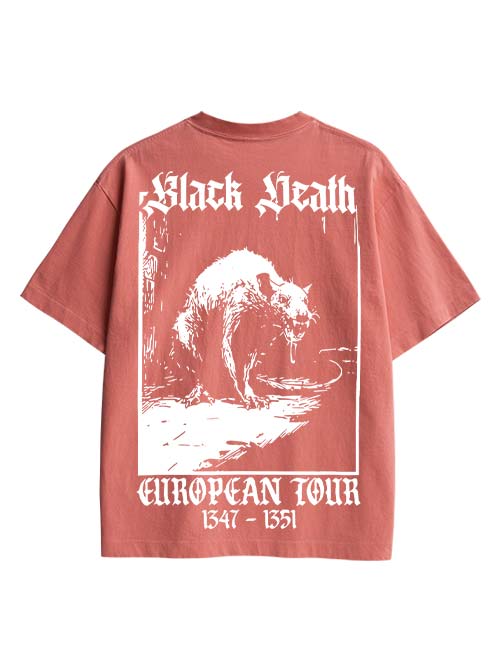 Black Death Double Sided Print Washed TShirt