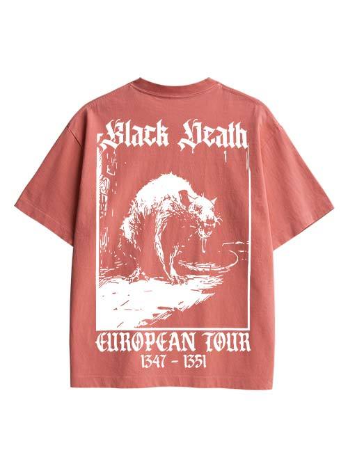Black Death Double Sided Print Washed TShirt