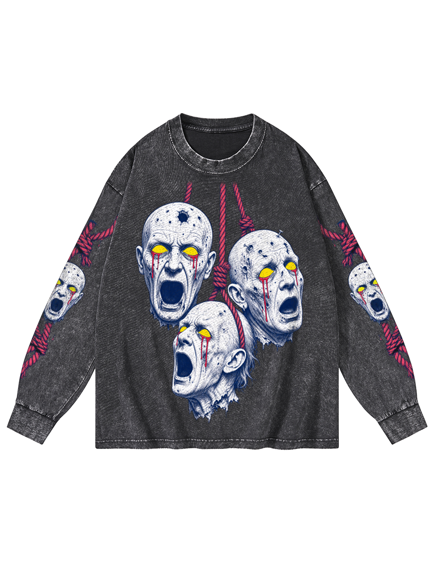 HANGING ZOMBIE WASHED LONG-SLEEVE GRAPHIC TSHIRT