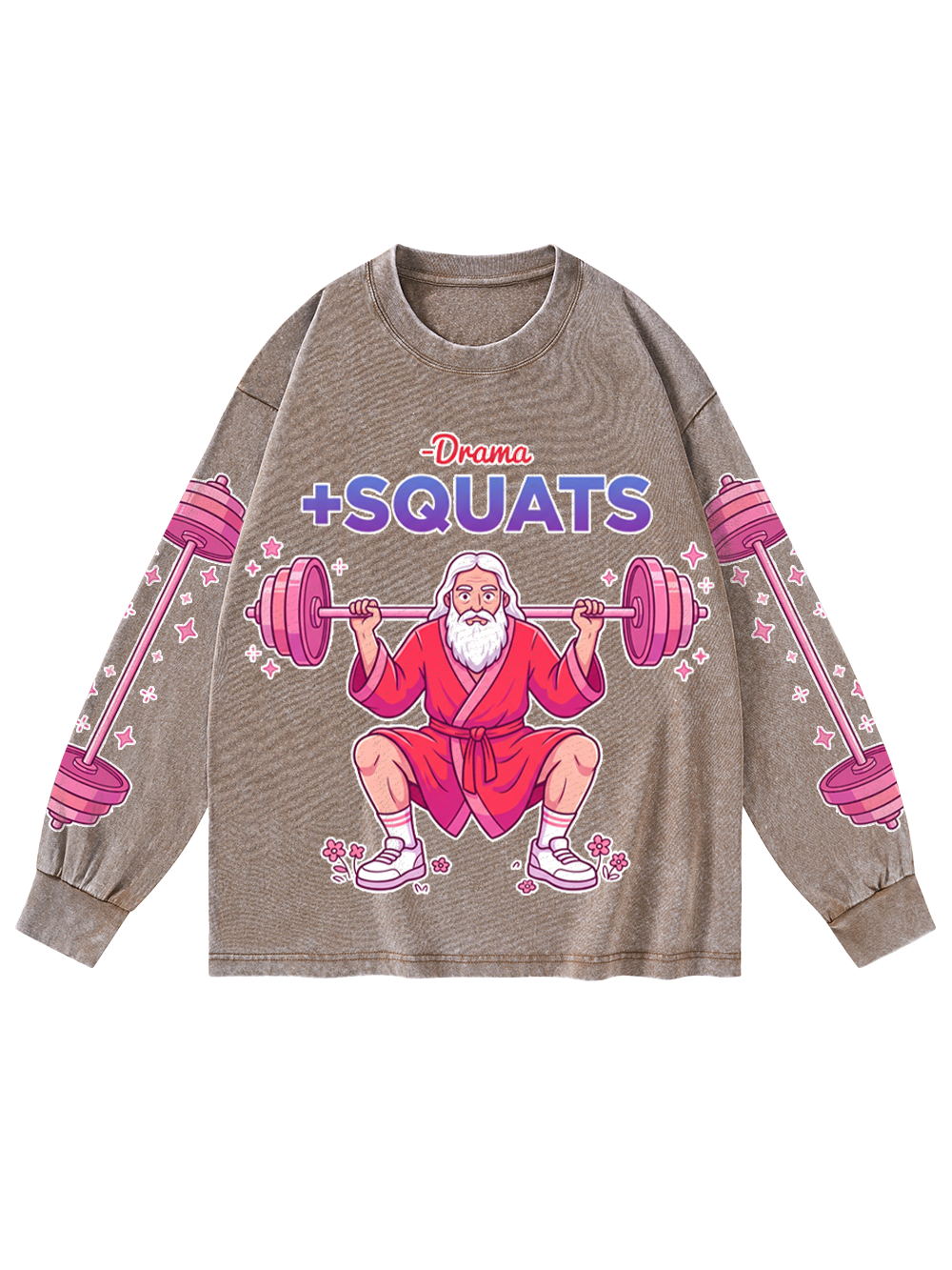 GYM SAGE WASHED LONG-SLEEVE GRAPHIC TSHIRT