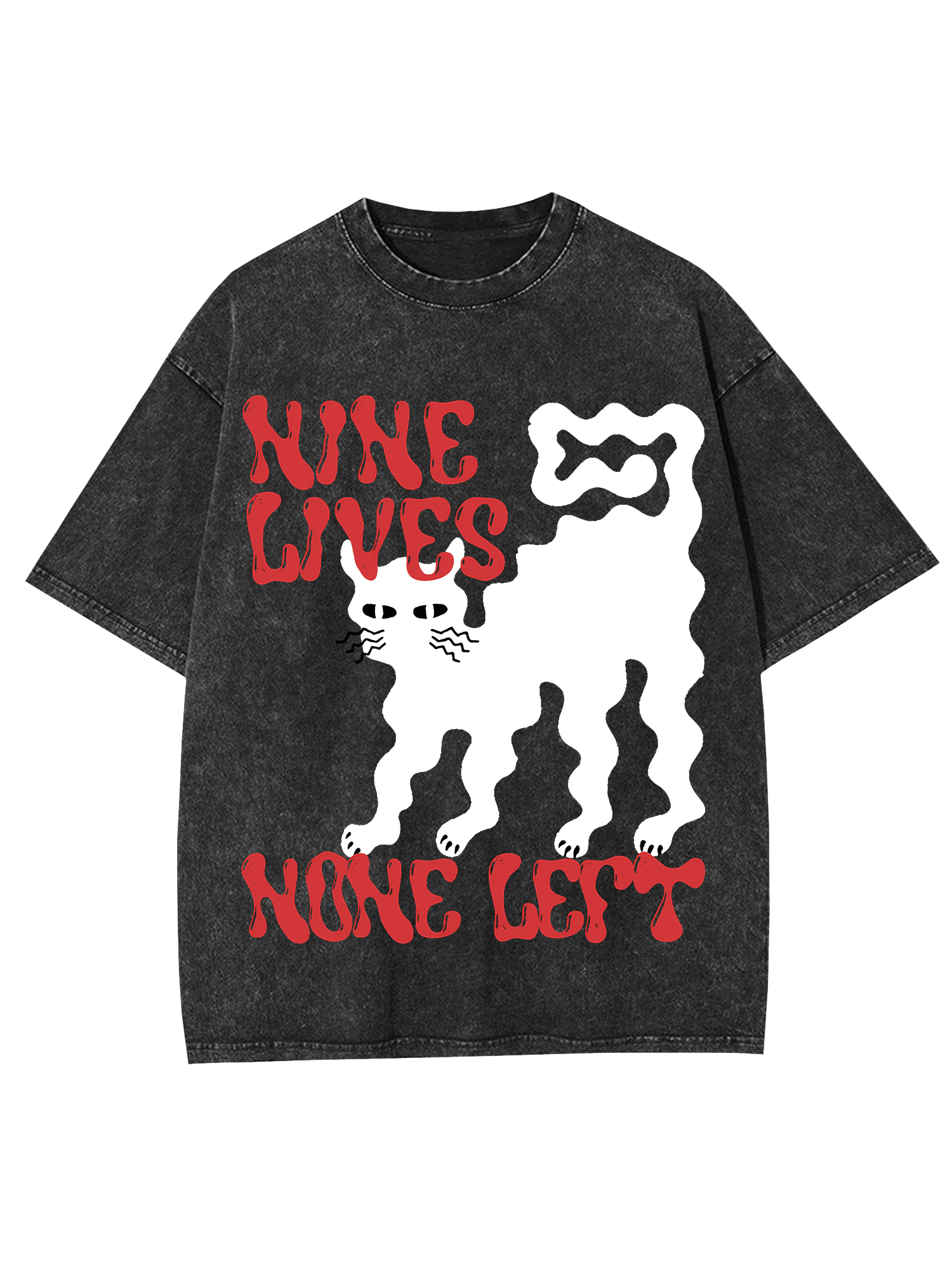 Nine Lives None Left Washed Tshirt-ClassyOutlaw