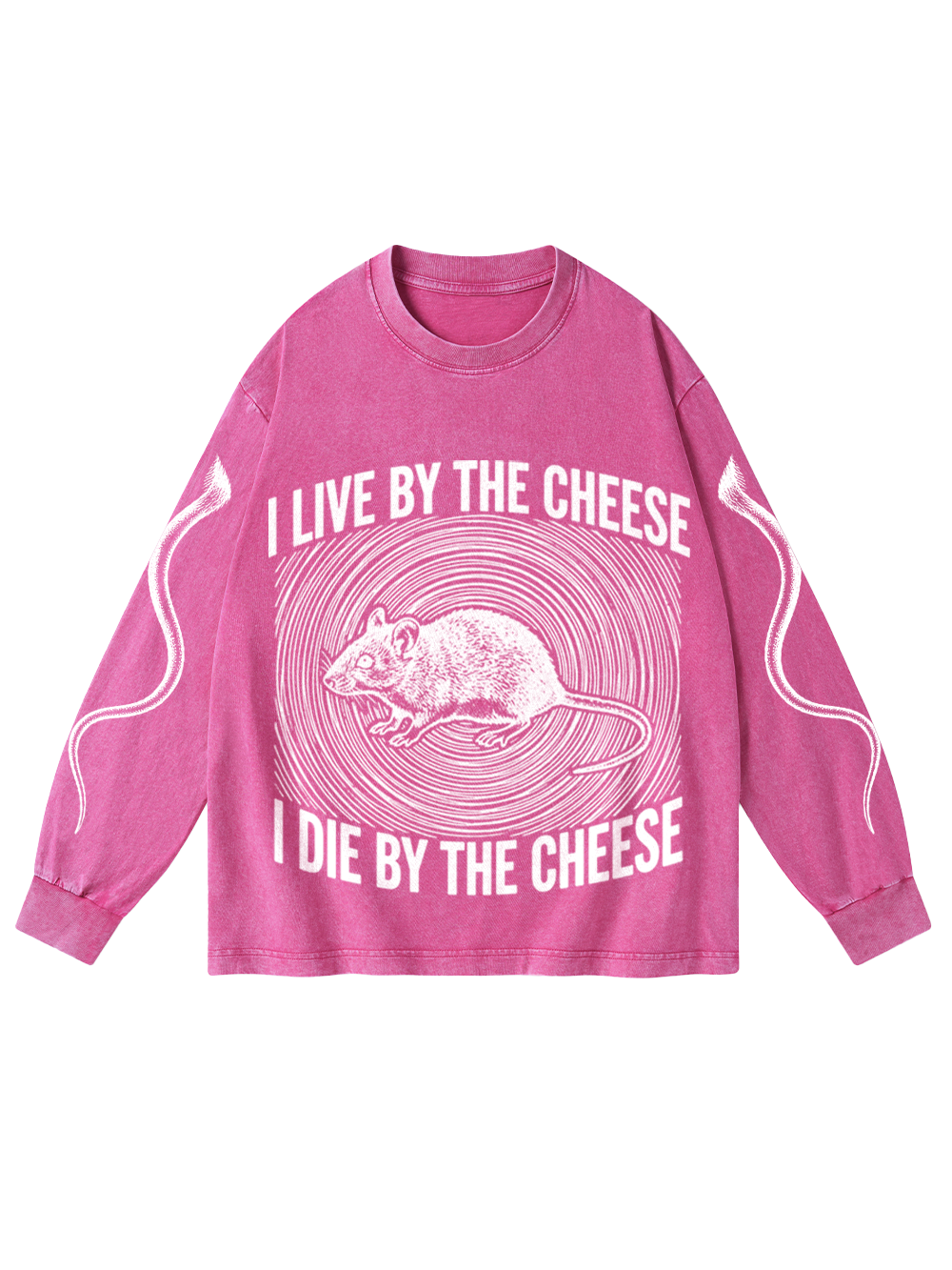 CHEESE RAT WASHED LONG-SLEEVE GRAPHIC TSHIRT