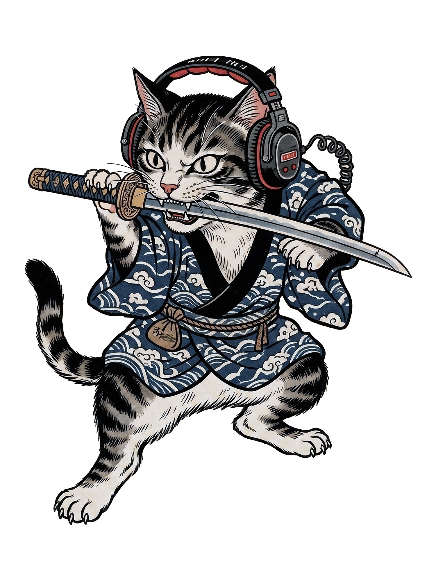 Cyber Ronin Cat Washed Tshirt