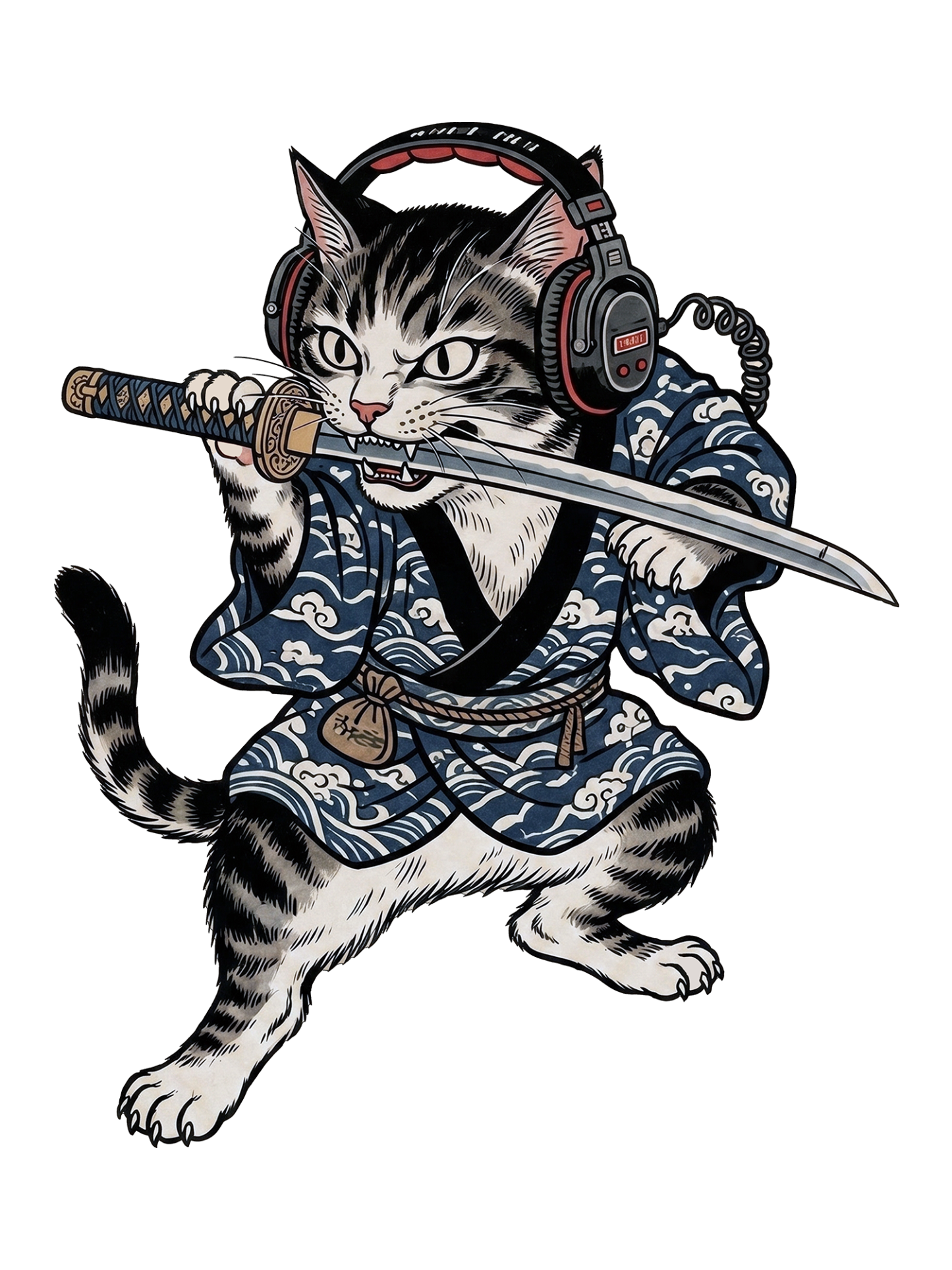 Cyber Ronin Cat Washed Tshirt