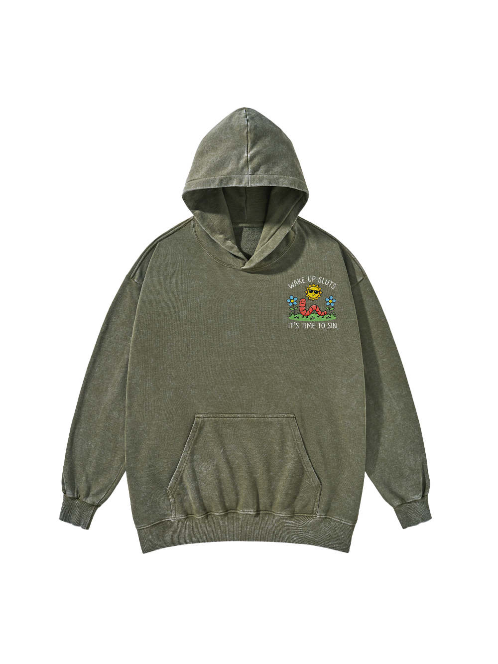 WAKE UP SLUTS IT'S TIME TO SIN WASHED HOODIE