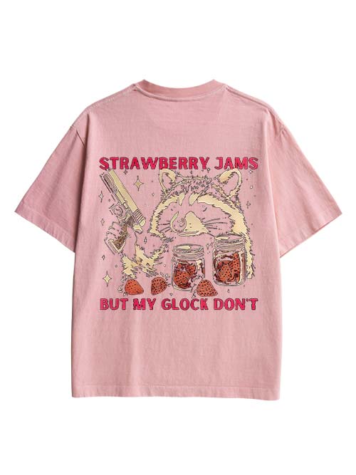 Strawberry Jams But My Glock Don't Double Sided Print Washed TShirt