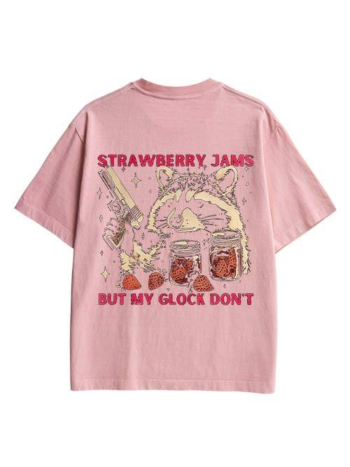 Strawberry Jams But My Glock Don't Double Sided Print Washed TShirt