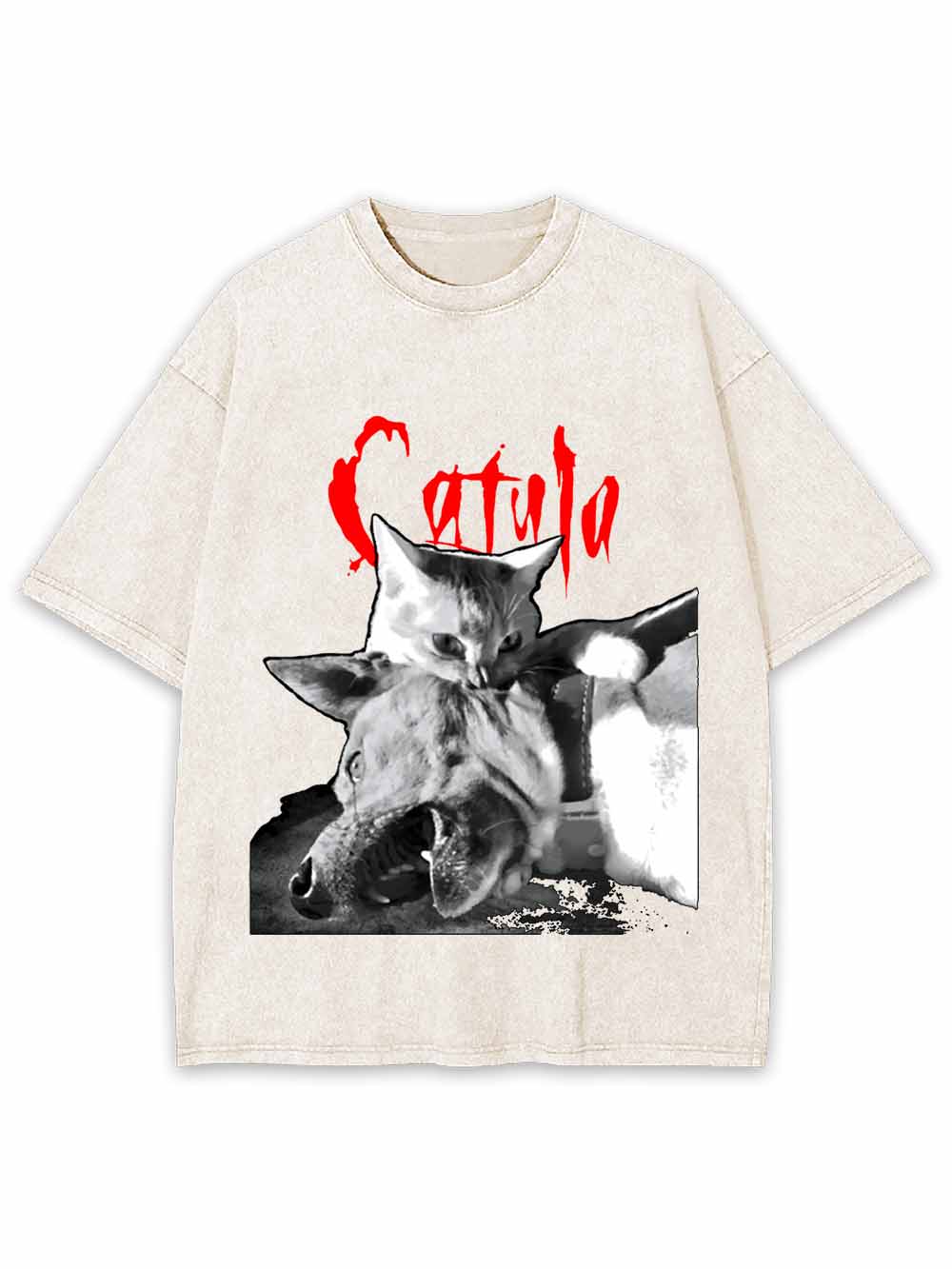 CAT AND WOLF  COMBAT WASHED TSHIRT
