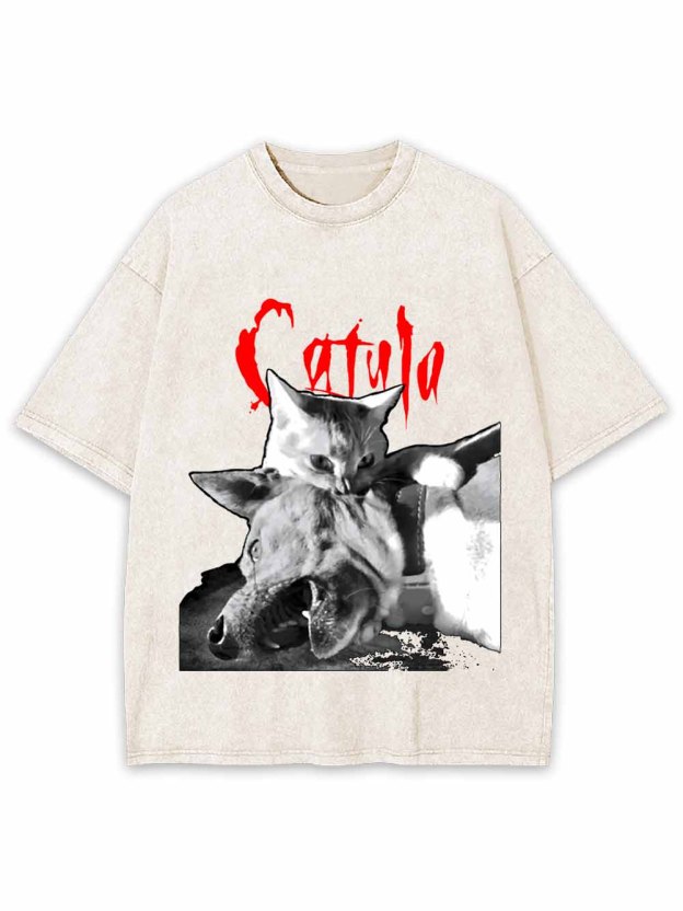 CAT AND WOLF  COMBAT WASHED TSHIRT