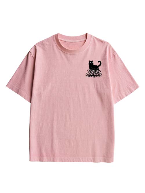 Octopus Tentacle Cat Double Sided Print Washed TShirt