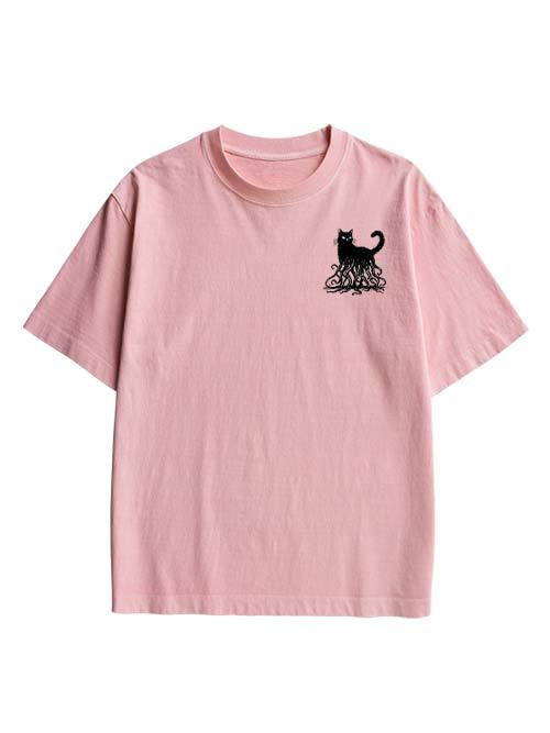 Octopus Tentacle Cat Double Sided Print Washed TShirt