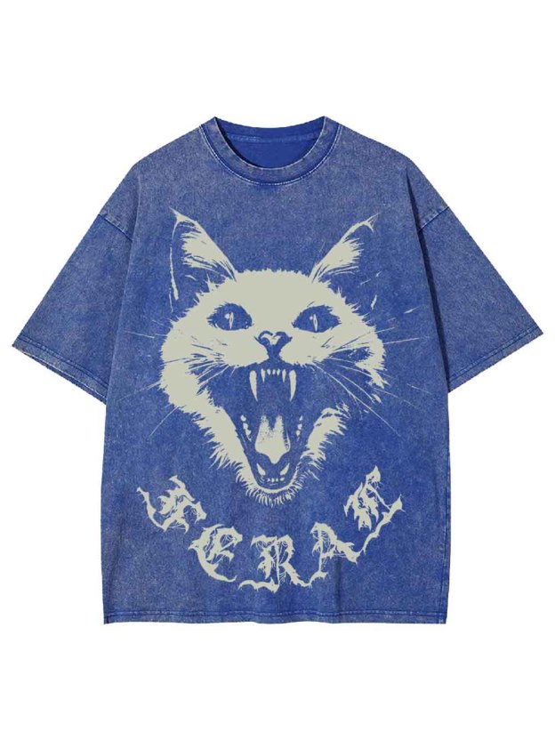 Feral White Cat Washed Tshirt