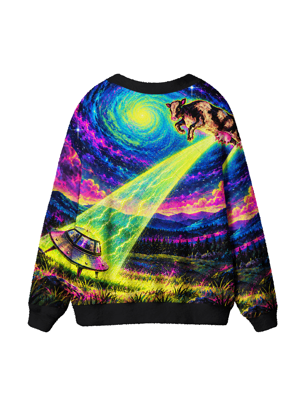 UFO COW ABDUCT UGLY CARDIGAN SWEATERS