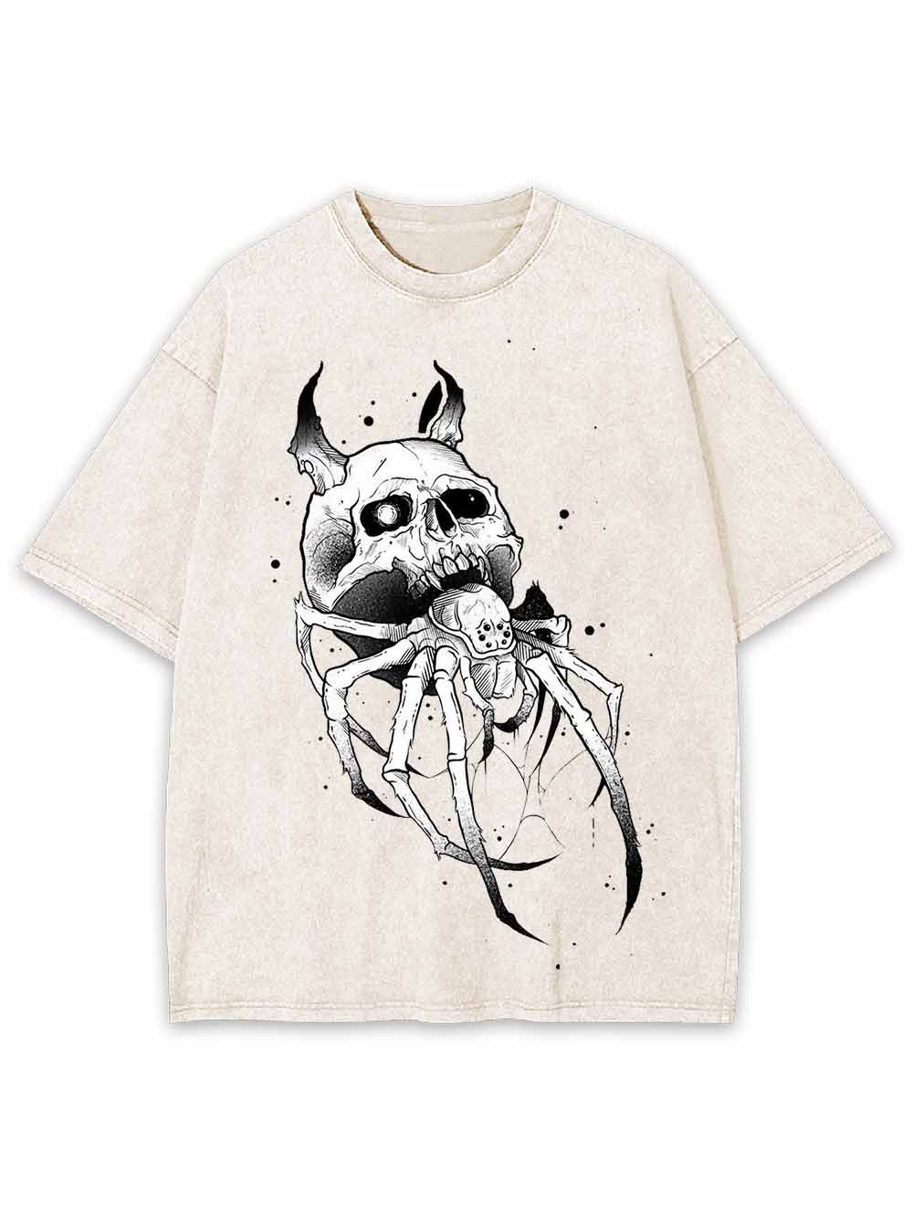 Skull-Spider Hybrid Washed Tshirt