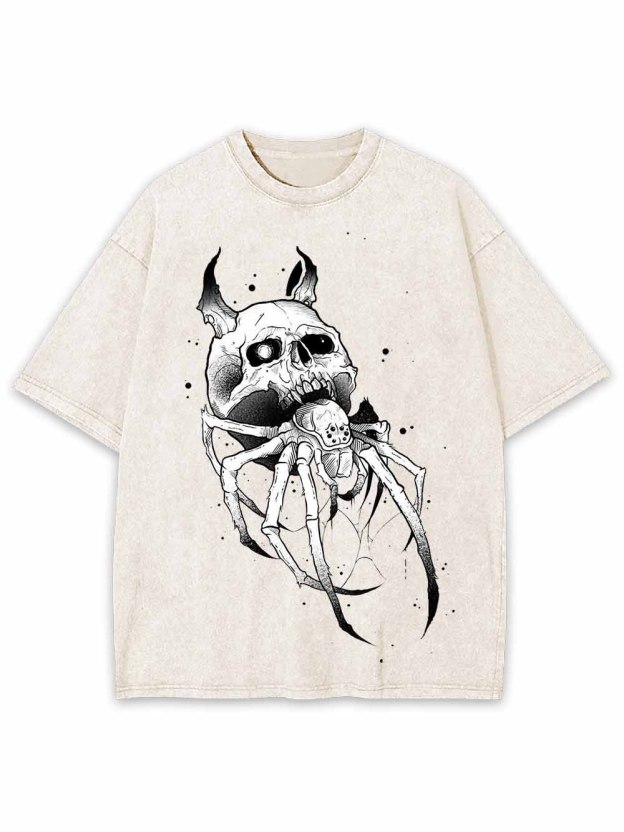 Skull-Spider Hybrid Washed Tshirt