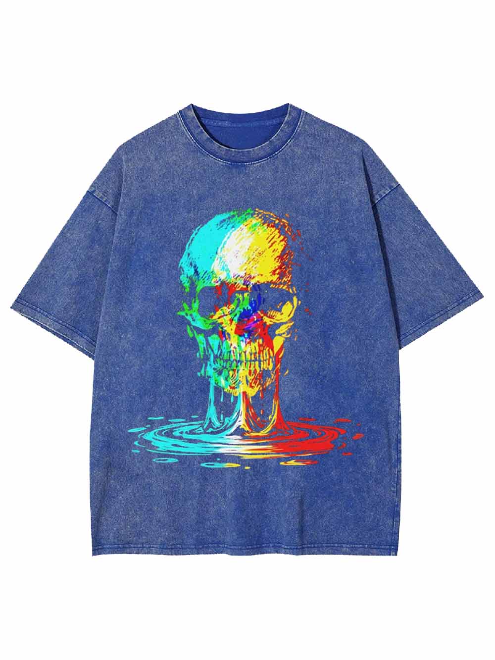 Colorful Melting Skull Washed Tshirt