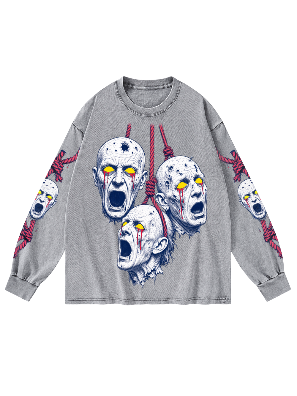 HANGING ZOMBIE WASHED LONG-SLEEVE GRAPHIC TSHIRT