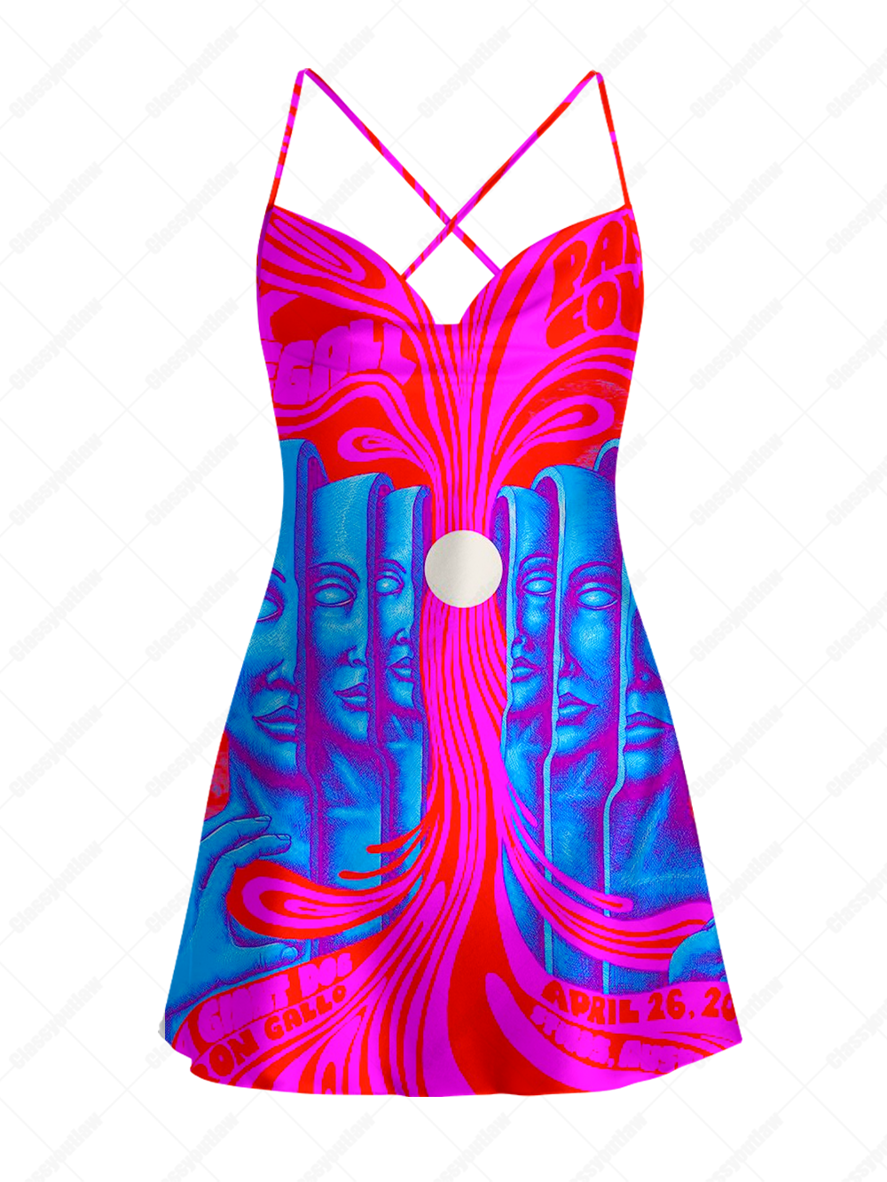 NEON GODDESS MIRAGE SATIN CROSS BACK MINI DRESS
