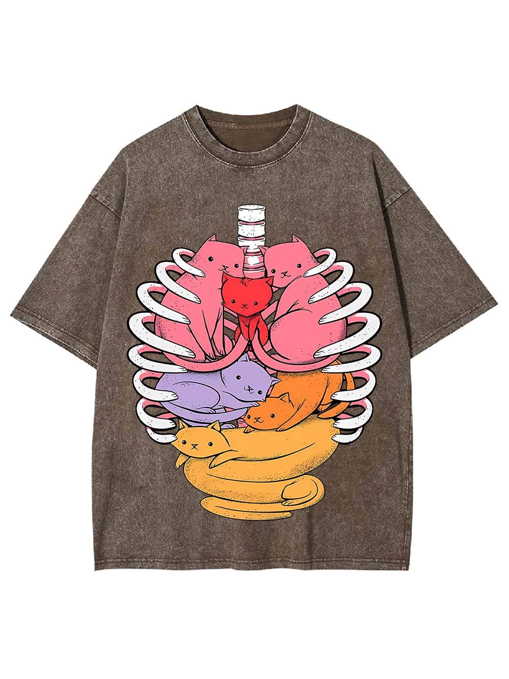 Cats In Rib Cage Washed Tshirt