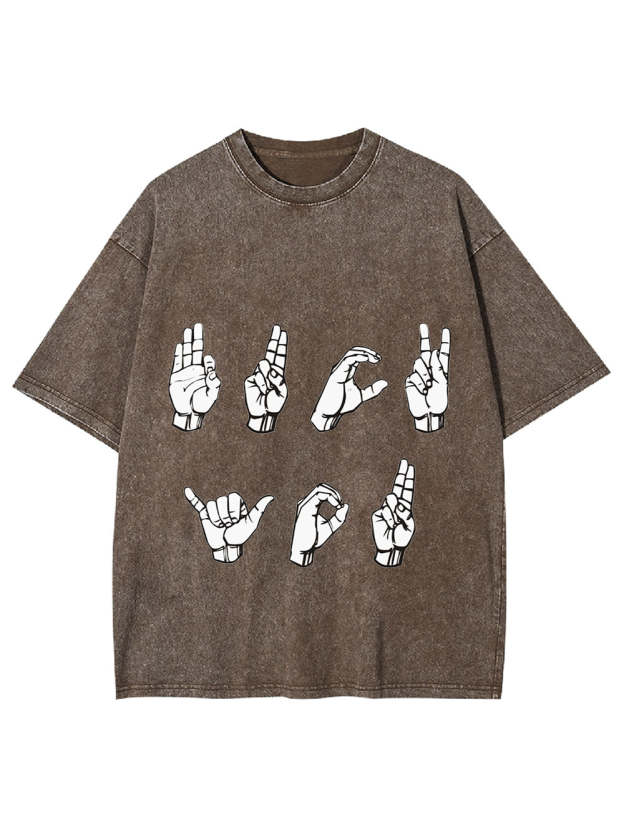 F*Ck You In Sign Language Rude Washed Tshirt
