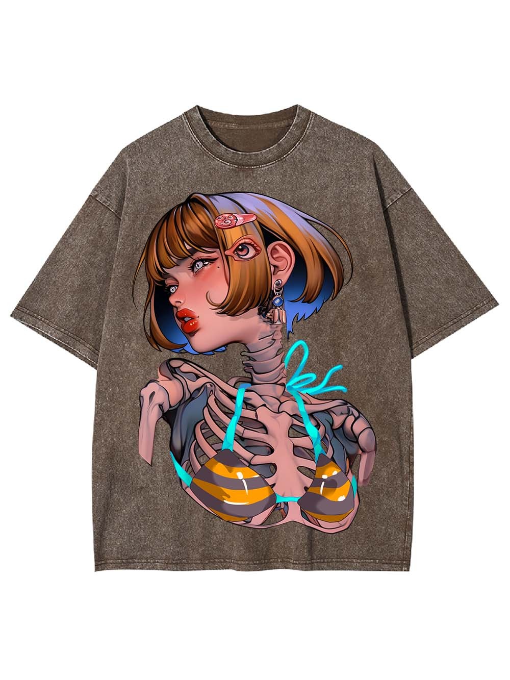 Skeleton in Stripes Washed Tshirt