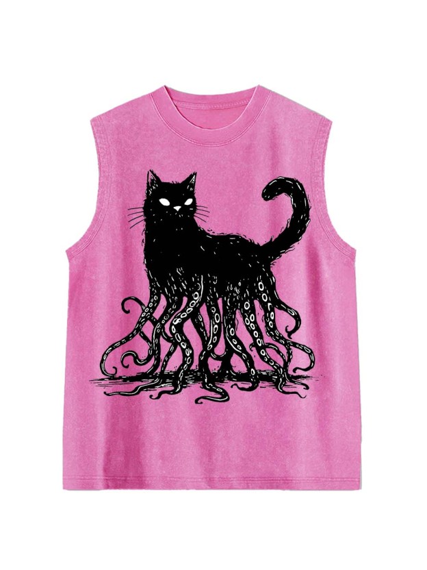 Octopus Tentacle Cat Washed Tank Top