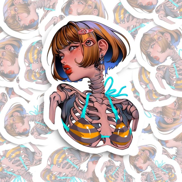 Skeleton in Stripes Sticker
