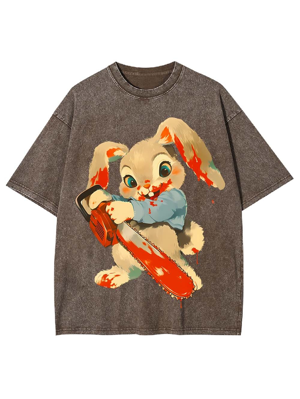 Bloody Bunny with Chainsaw Washed Tshirt