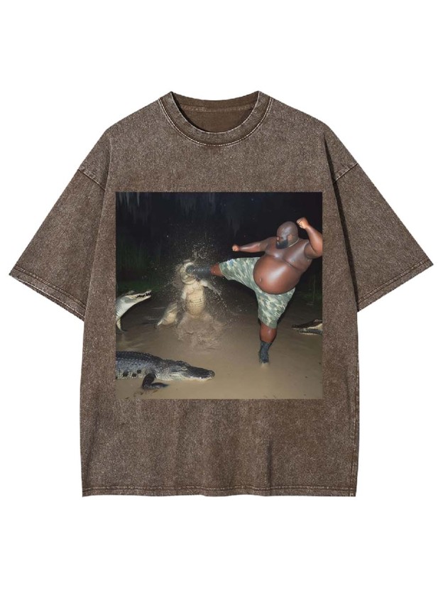 Kicking an alligator in the swamp Washed Tshirt