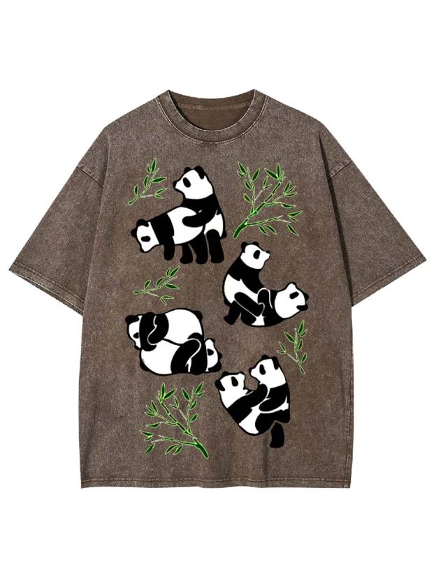 Playful Pandas and Bamboo Washed Tshirt