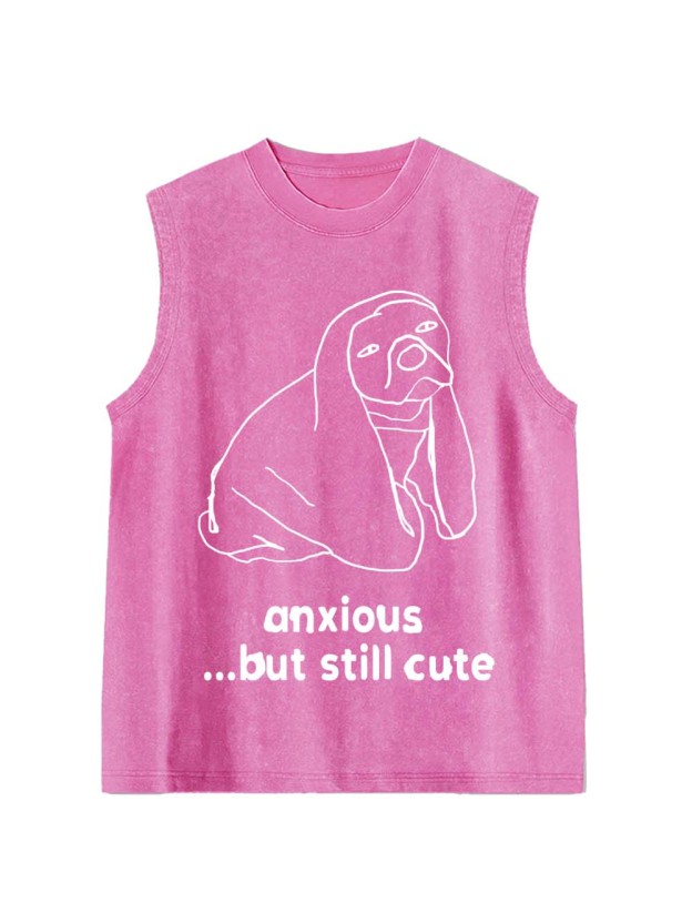 Anxious but Cute Washed Tank Top