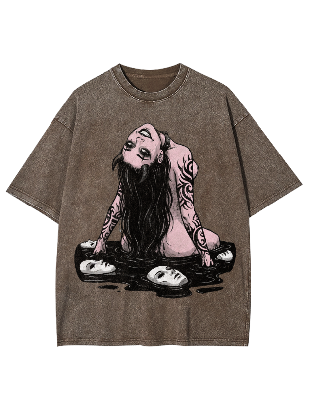Long-haired girl with desires Washed Tshirt