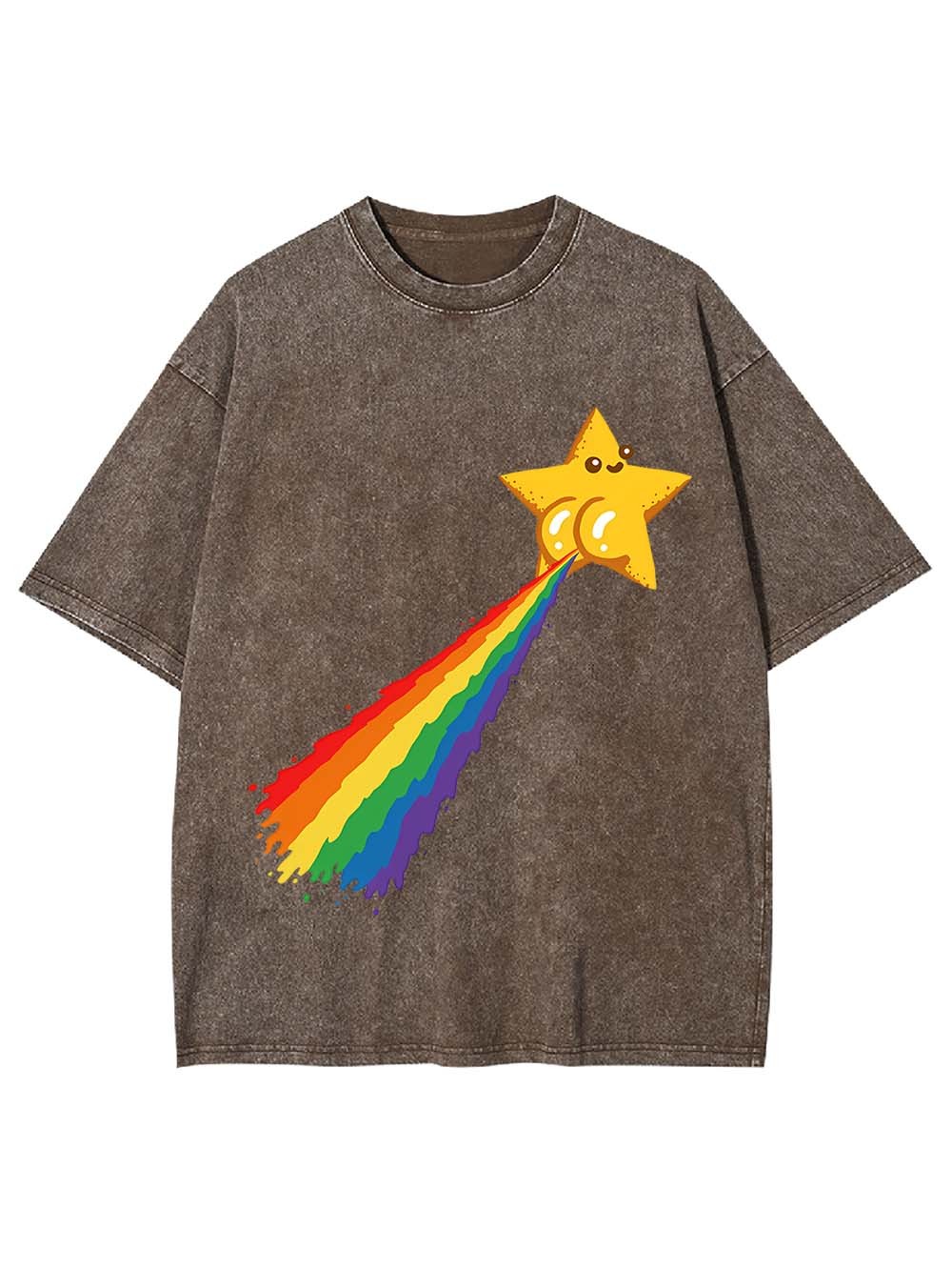 Rainbow - Pooping Star Washed Tshirt