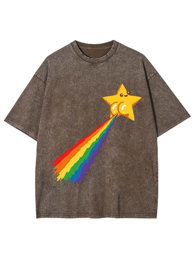 Rainbow - Pooping Star Washed Tshirt