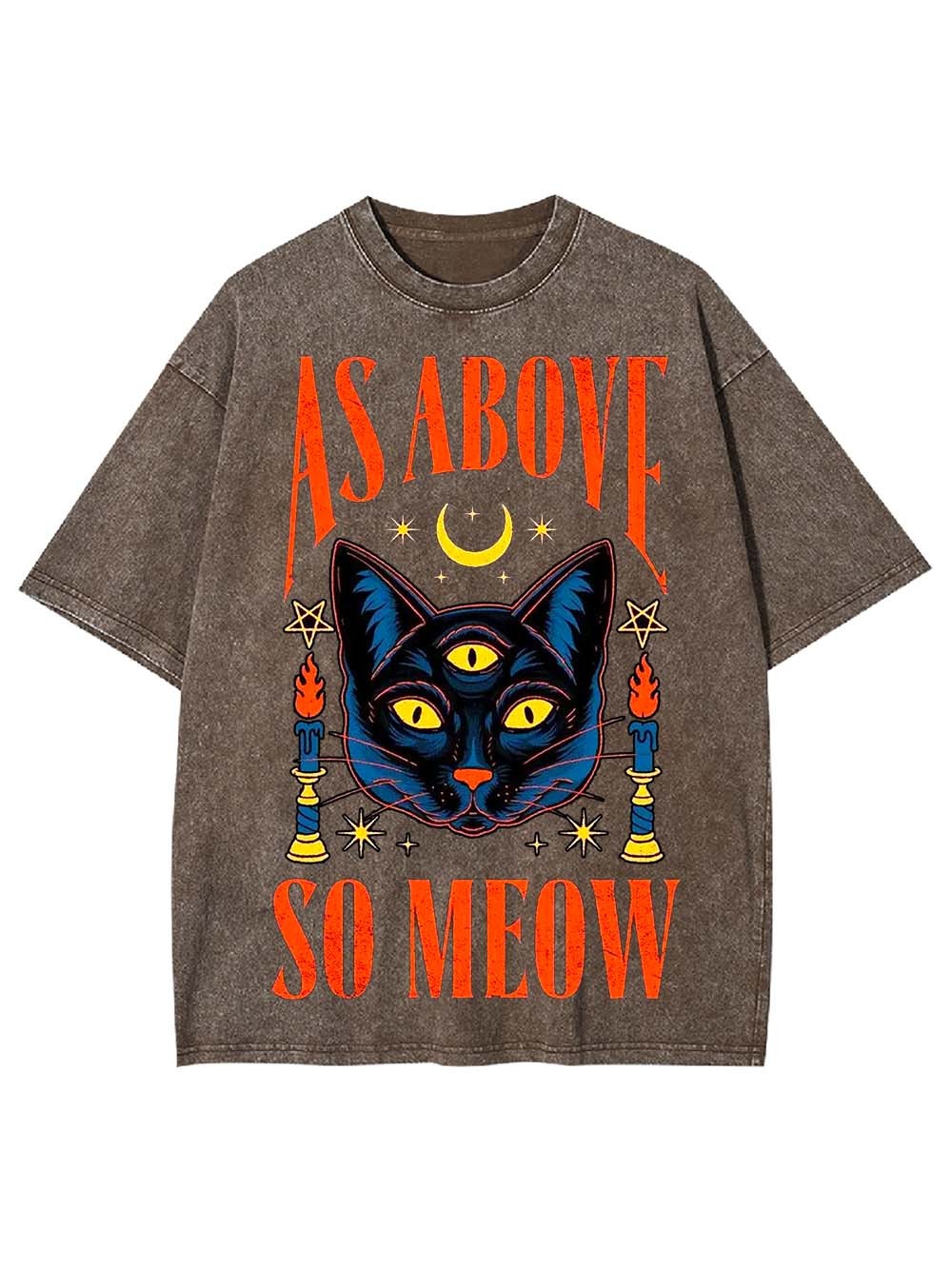 AS ABOVE SO MEOW WASHED TSHIRT