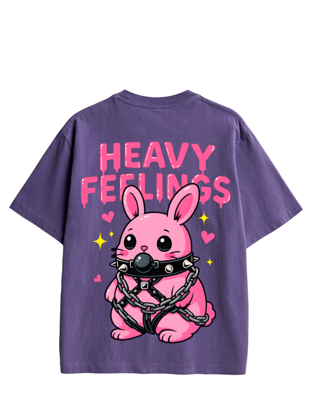 HEAVY FEELINGS Double Sided Print Washed TShirt