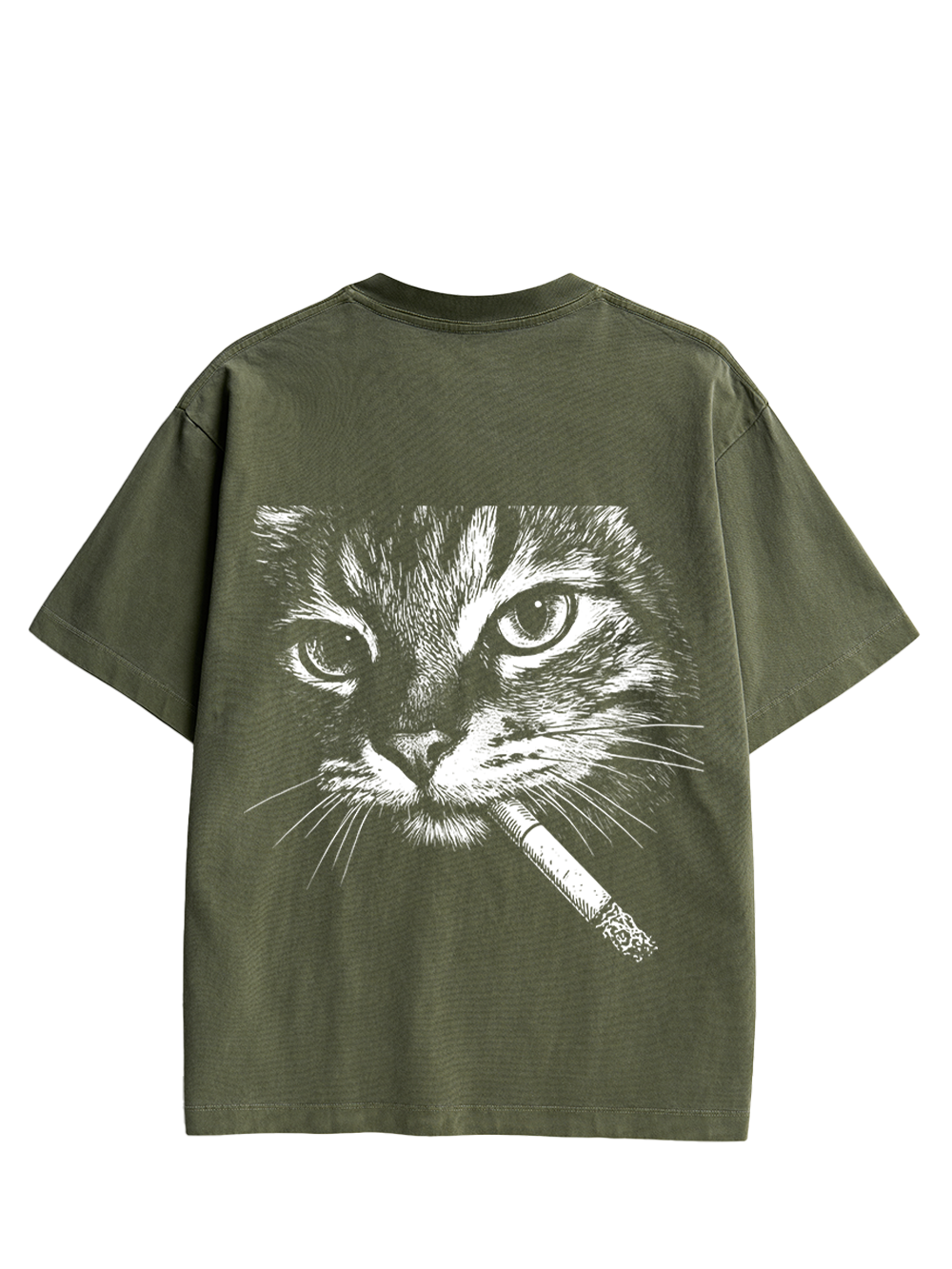 Sad Cat Energy Double Sided Print Washed TShirt