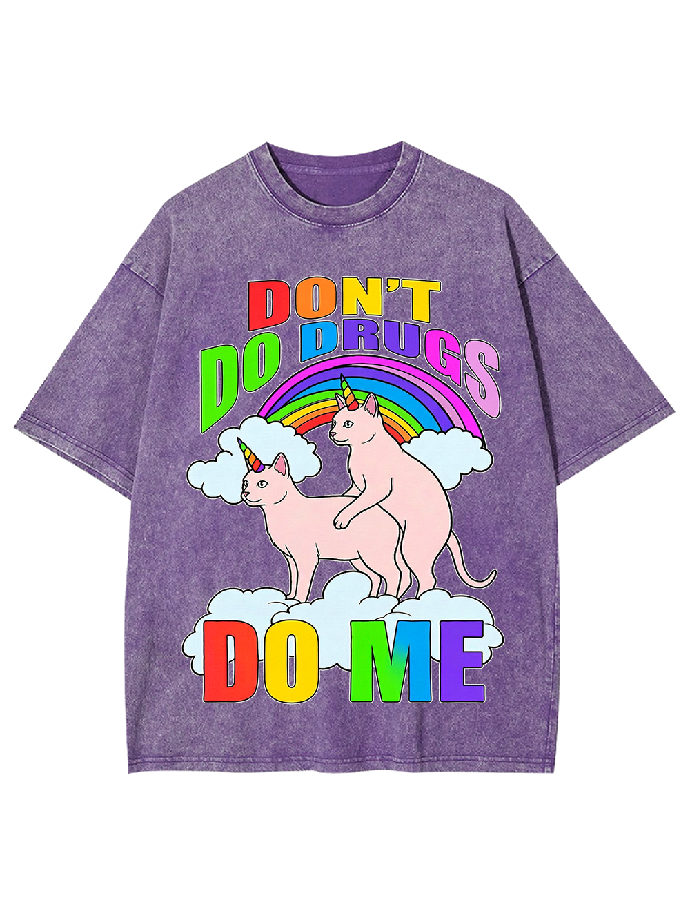 Unicorns Behaving Badly Cat Washed Tshirt