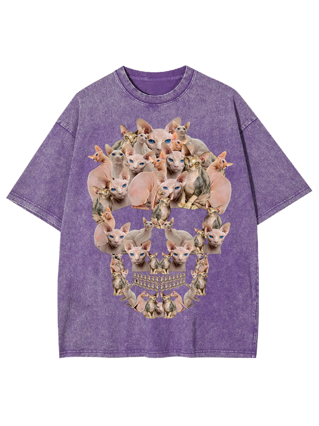 Feline Skull Society Washed Tshirt