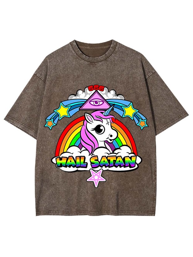 HAIL SATAN WASHED TSHIRT