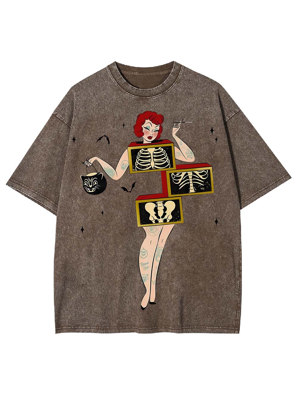 SKELETONS AND STYLE WASHED TSHIRT