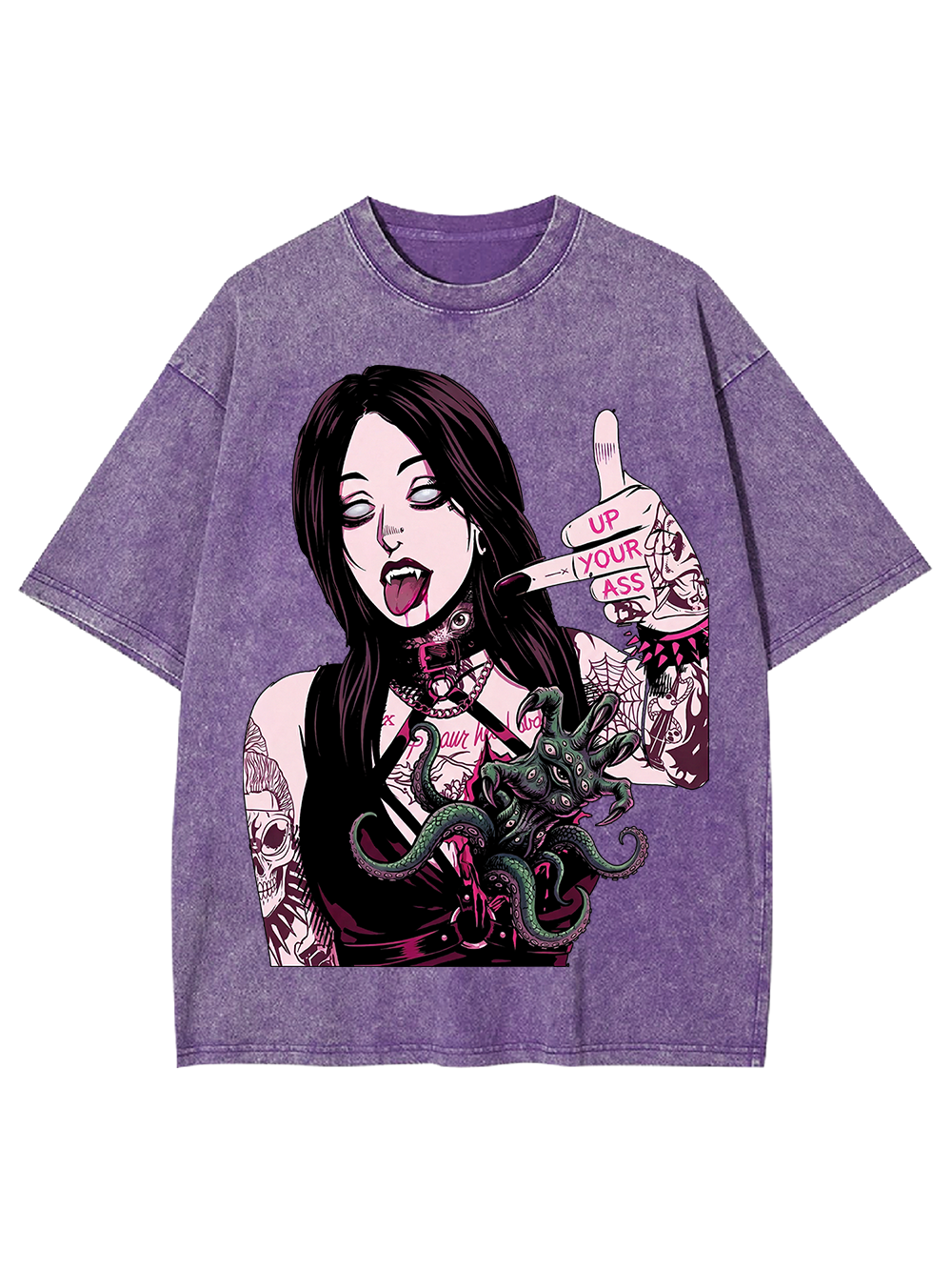 Octo Kiss – Darkcore Bad Attitude Washed Tshirt