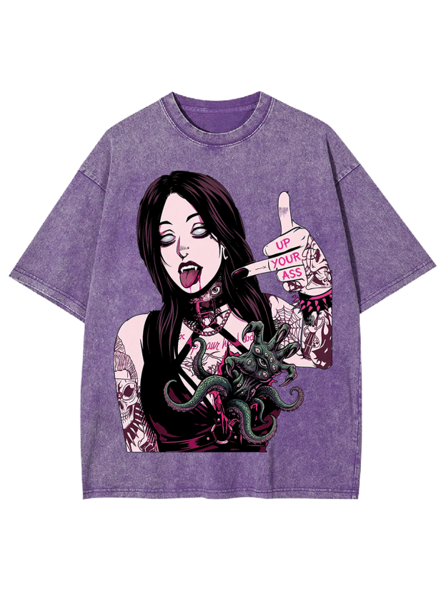 Octo Kiss – Darkcore Bad Attitude Washed Tshirt