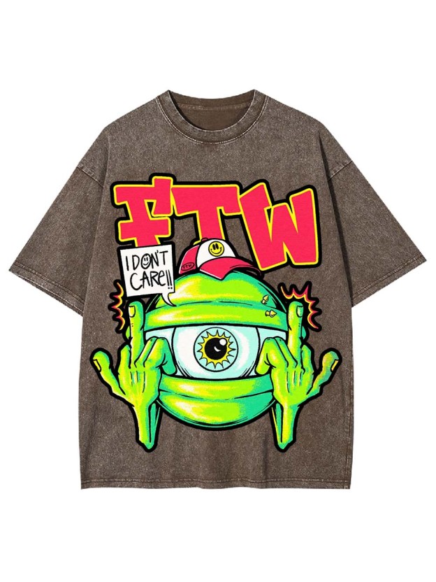 I Donlt care Washed Tshirt