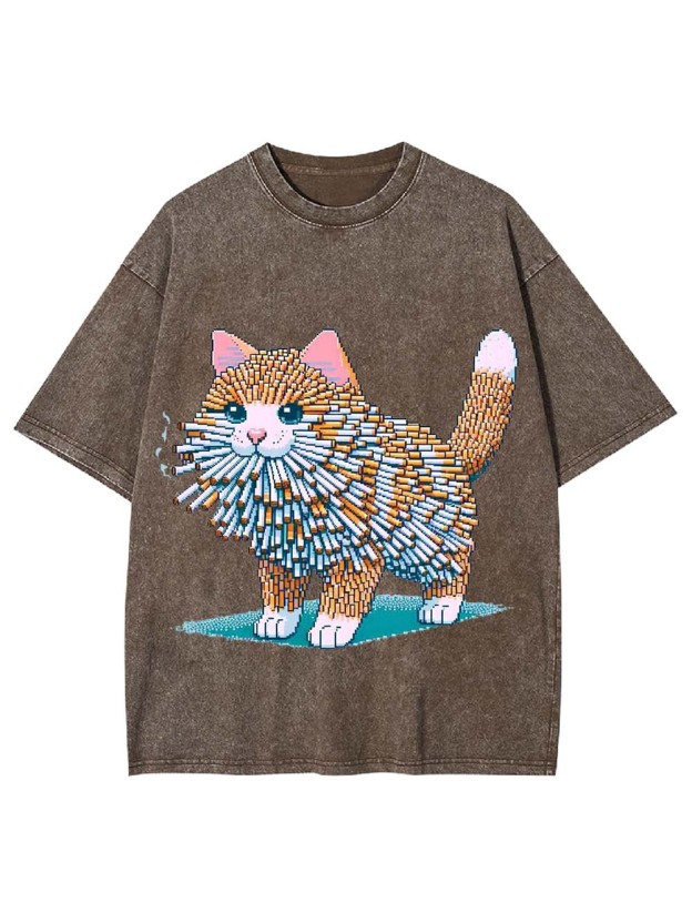 Cigarette Cat Washed Tshirt