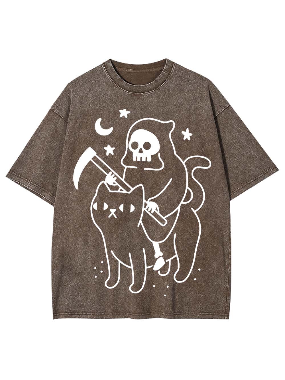 Grim Reaper's Cat Ride Washed Tshirt