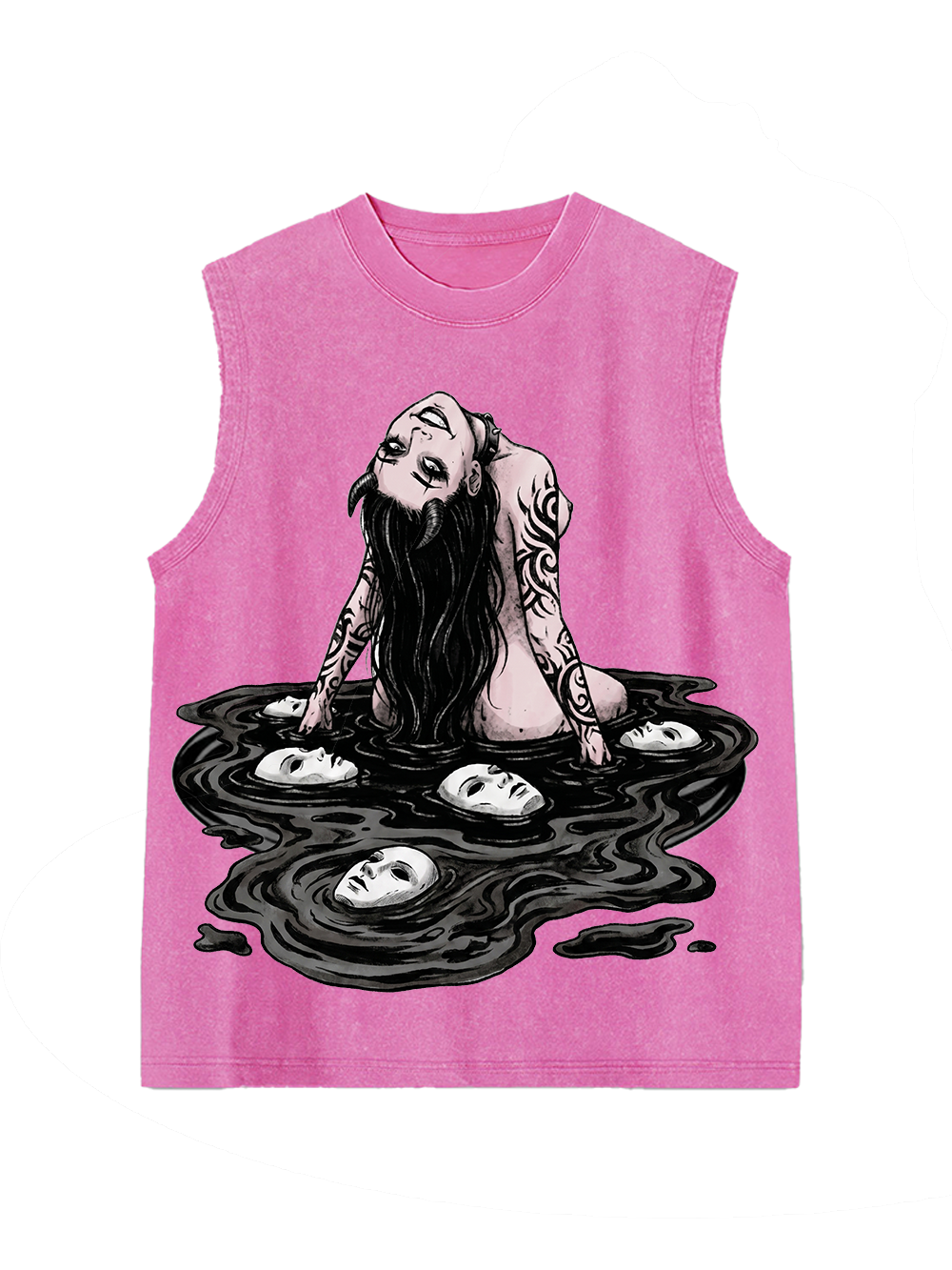 Long-haired girl with desires Washed Tank Top