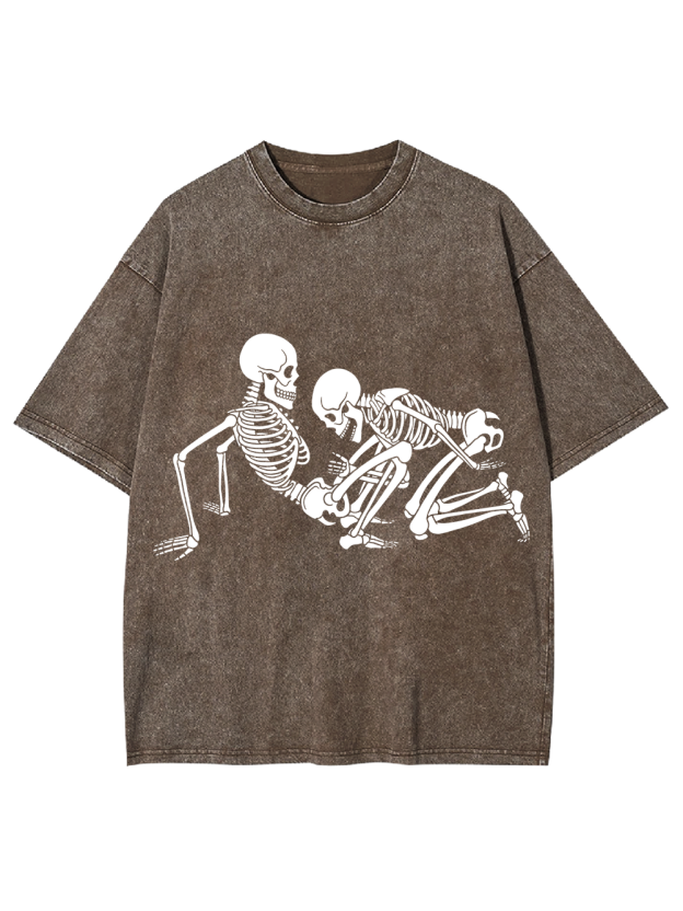 Bone Play Retro Grunge Skeleton Washed Tshirt